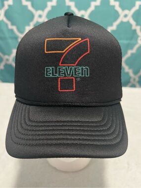 7-Eleven Black Trucker Hat Retro Logo
